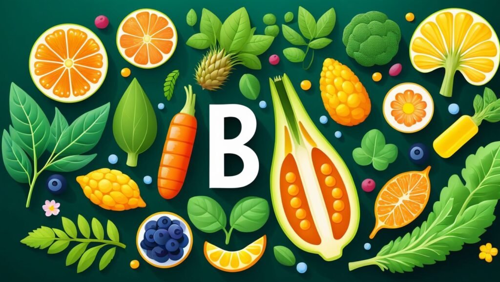 "Vitamin B1, B6, B12 for Skin and Nervous System Health"

Alt Text: "Illustration showing healthy skin and a strong nervous system, supported by Vitamin B1, B6, and B12 for overall well-being."