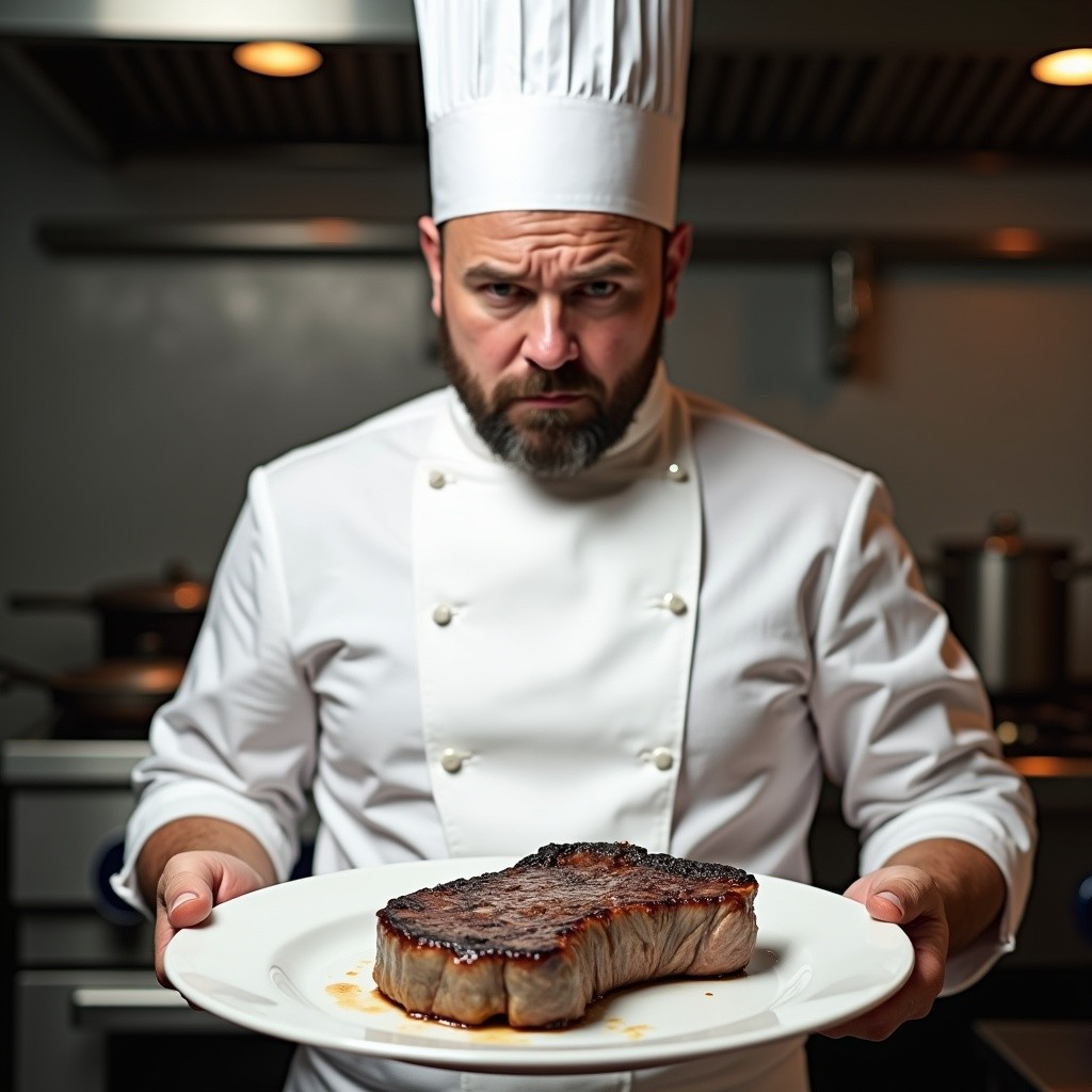 Overcooking Proteins"

Alt Text: "A chef looking disappointed at a dry, overcooked steak on a plate.