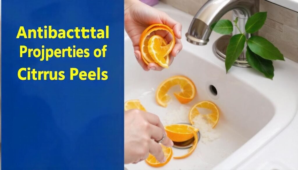 "Antibacterial Properties of Citrus Peels"

Alt Text: "A person using orange peels to clean and disinfect a sink."