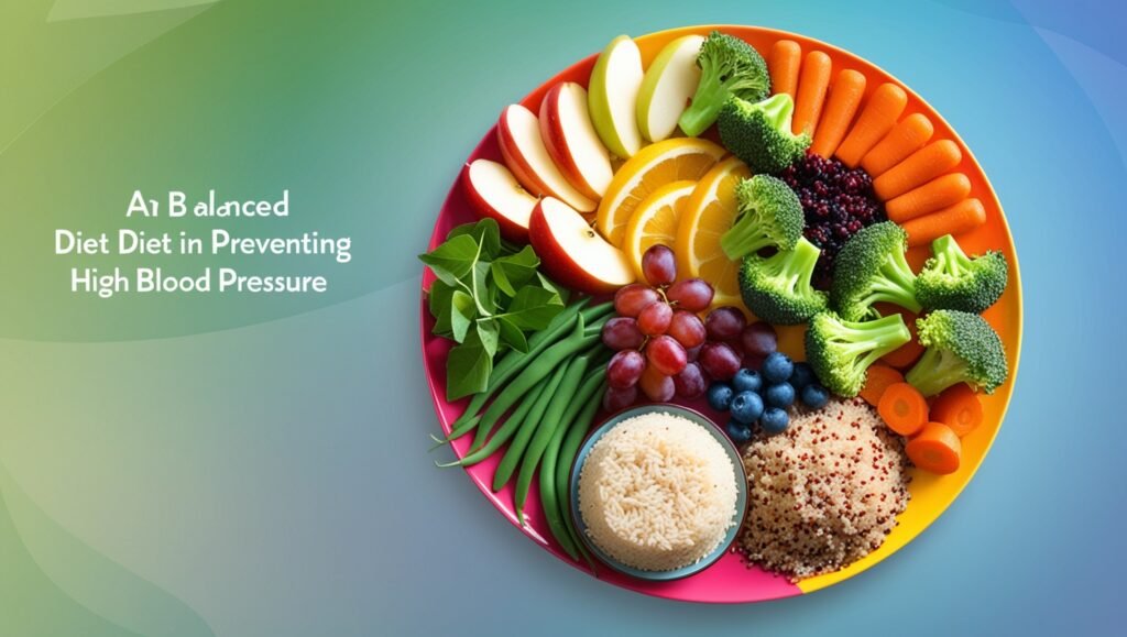 "Healthy Diet for Blood Pressure"

Alt Text: "A colorful plate filled with fruits, vegetables, and whole grains, illustrating the importance of a balanced diet for preventing high blood pressure."