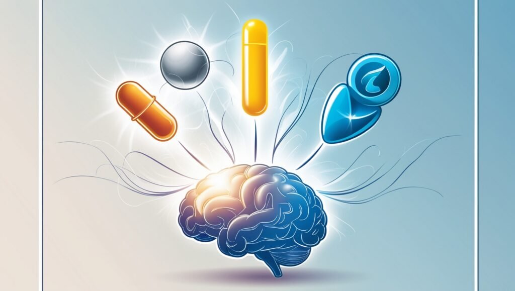 "Selenium, Vitamin E, and Vitamin B for Cognitive Function"

Alt Text: "Graphic showing the brain with selenium, Vitamin E, and Vitamin B enhancing memory, mental clarity, and cognitive function."