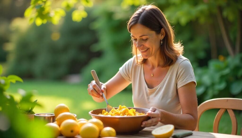 "Lemon Peel Chutney Preparation"

Alt Text: "A person preparing lemon peel chutney with fresh lemon peels and spices."