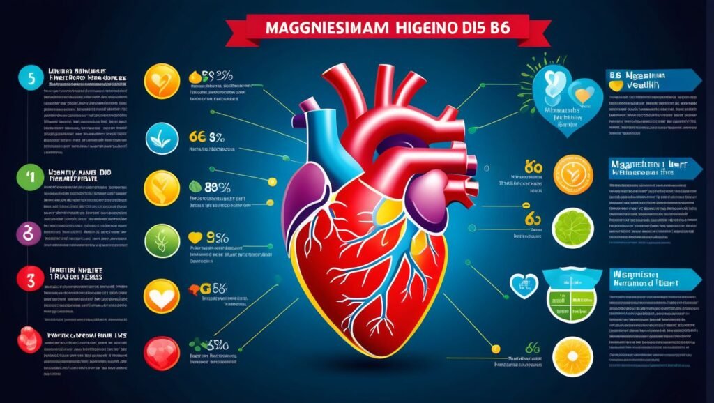 "Heart Health Benefits of Magnesium, Vitamin D, and Vitamin B6"

Alt Text: "Visual representation of a healthy heart with magnesium, Vitamin D, and Vitamin B6 reducing the risk of heart disease."