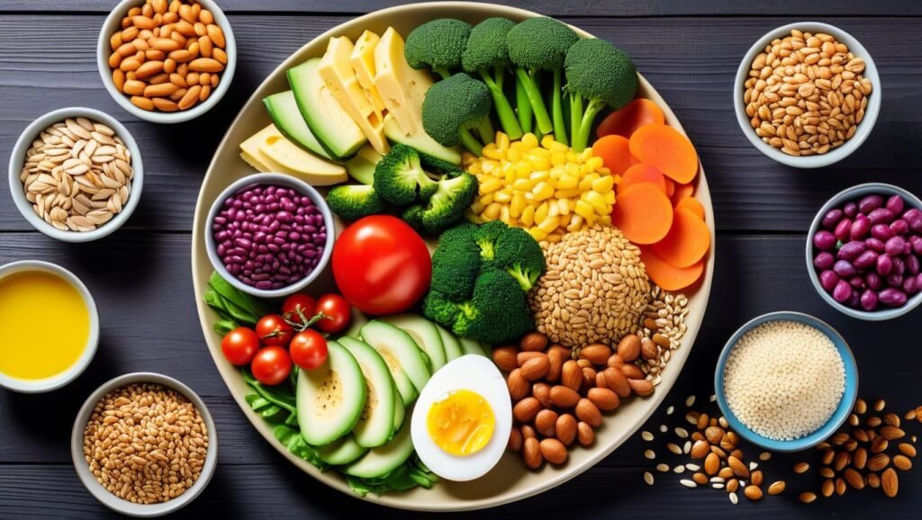 Balanced Diet Plate
"Illustrate a balanced meal plate that includes a variety of foods rich in the 12 minerals, labeling each food item with the specific minerals it provides."