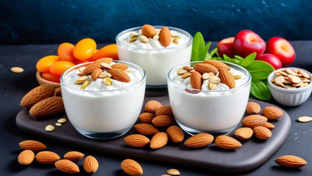 "Healthy Protein-Rich Snacks for Muscle Growth"

Alt Text: "A selection of protein-rich snacks including almonds, Greek yogurt, and cottage cheese, perfect for muscle building."