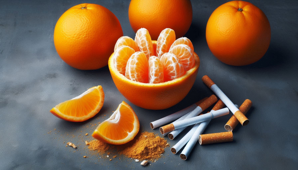 "Oranges for Nicotine Cravings"

Alt Text: "A peeled orange with segments arranged neatly, showcasing its refreshing and hydrating qualities."