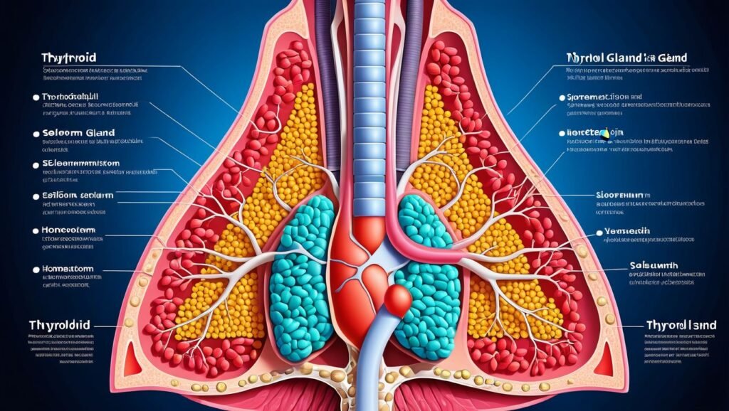 "Selenium for Thyroid Health"

Alt Text: "Illustration of the thyroid gland with selenium supporting hormone production and metabolism."