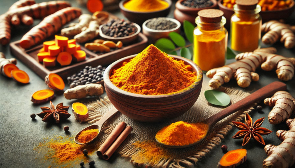 "Turmeric's Anti-Inflammatory Properties"

Alt Text: "A bowl of turmeric powder with a spoon, emphasizing its anti-inflammatory properties and benefits for gallbladder health.