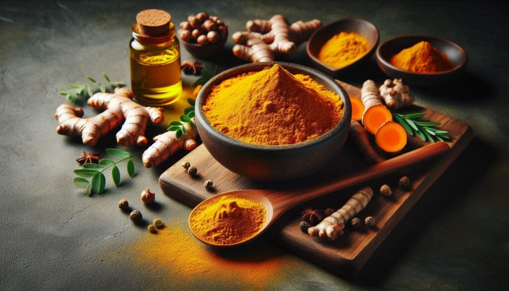 "Turmeric's Anti-Inflammatory Properties"

Alt Text: "A bowl of turmeric powder with a spoon, emphasizing its anti-inflammatory properties and benefits for gallbladder health.