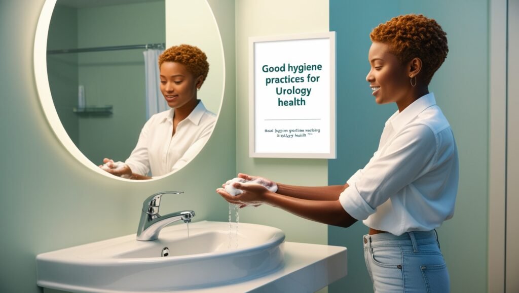 "Good Hygiene Practices for Urology Health"

Alt Text: "A person washing their hands and maintaining personal cleanliness, highlighting the importance of good hygiene for preventing urology issues."