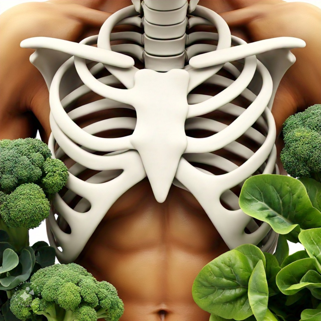 "Vitamin K for Bone Health"

Alt Text: "Image of strong bones with leafy greens, emphasizing Vitamin K's importance in bone mineralization and preventing osteoporosis."