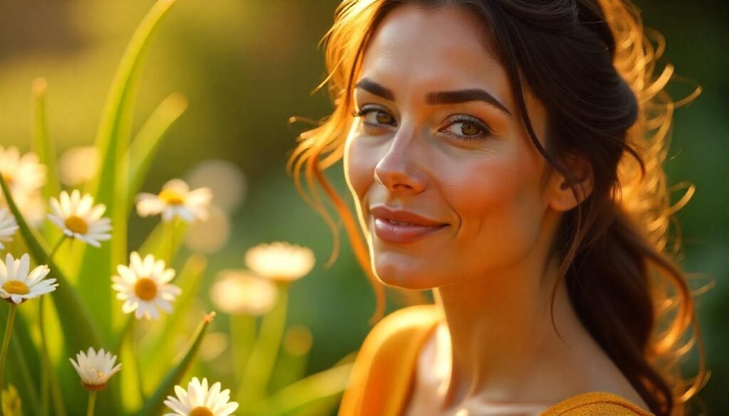 "Gentle on Skin: Natural Ingredients in Makeup"

Alt Text: "A person applying natural makeup with ingredients like aloe vera and chamomile in the background."