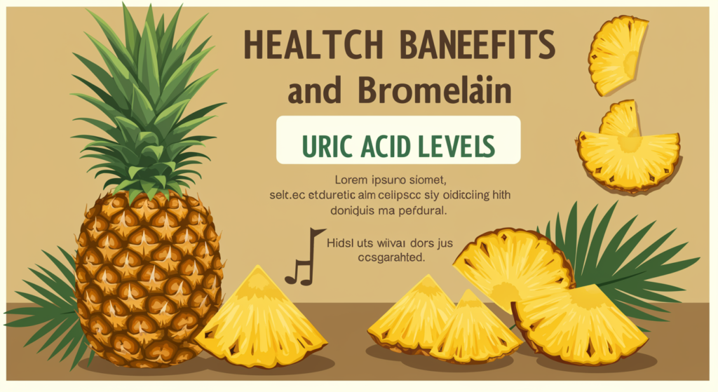 Powerful Fruits: “Infographic highlighting the benefits of pineapple and bromelain for reducing uric acid levels.”

Alt Text: Infographic of pineapple's bromelain benefits for uric acid reduction.