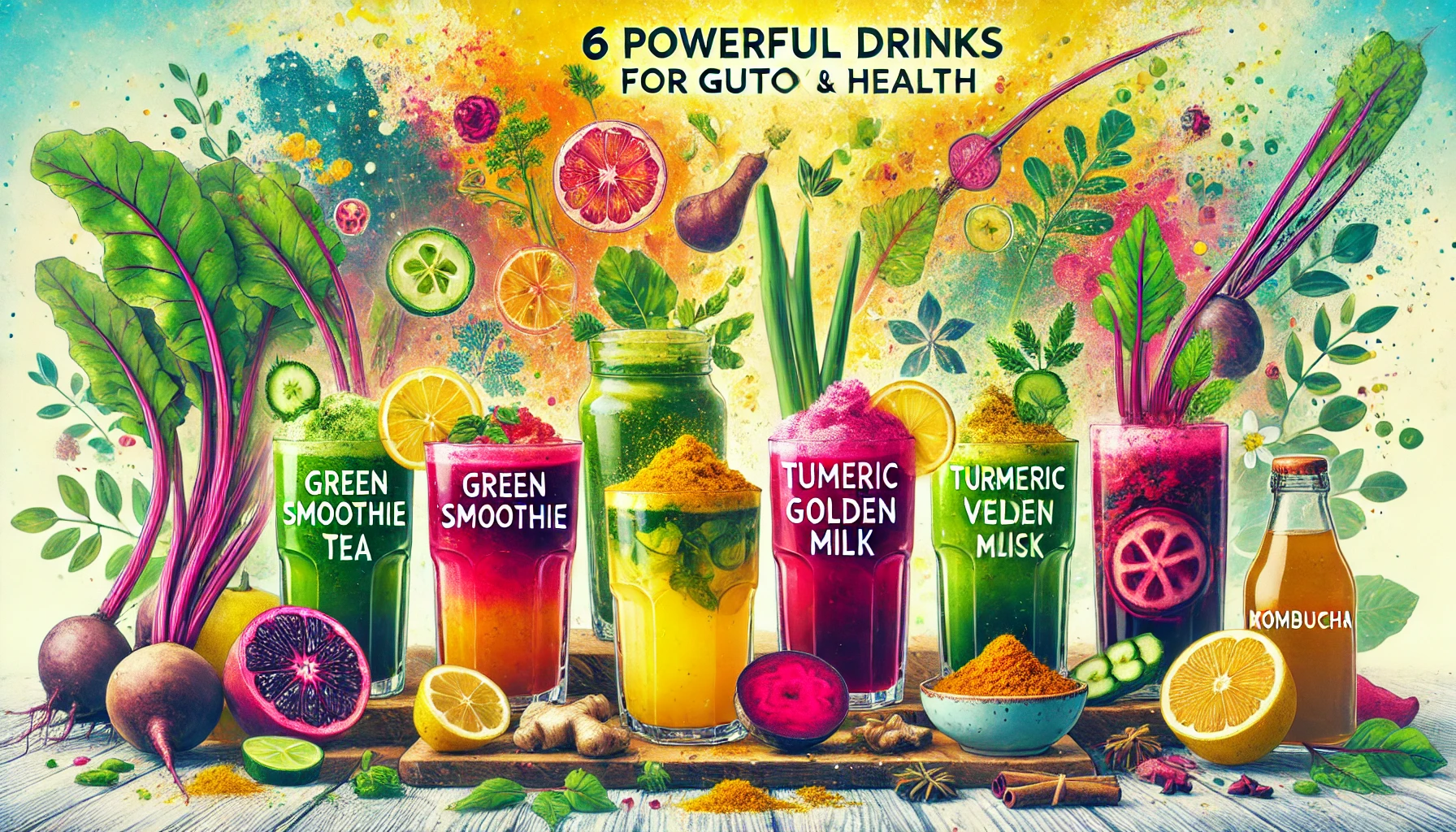 Gut Detox: a group of colorful drinks