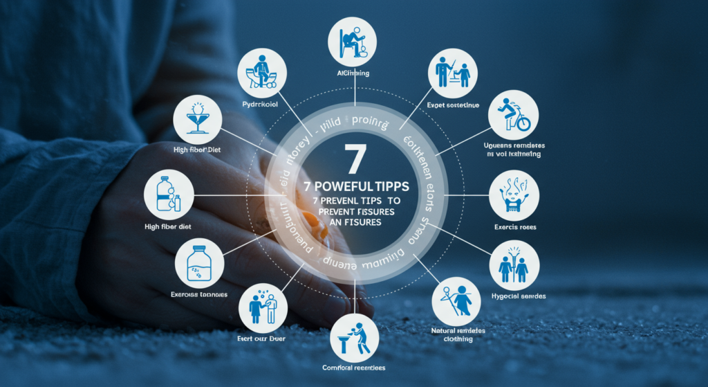 Benefits of Treating Piles: "An infographic illustrating the 7 powerful tips to prevent piles and fissures, with visual representations of each tip."

Alt text: "Infographic showing 7 powerful tips to prevent piles and fissures, including high-fiber diet, hydration, proper toilet techniques, exercise, hygiene, natural remedies, and comfortable clothing."